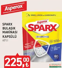 ASPEROX SPARX BULAŞIK MAKİNESİ KAPSÜLÜ/TABLETİ 60'LI ASPEROX SPARX BULAŞIK MAKİNESİ KAPSÜLÜ/TABLETİ 60'LI